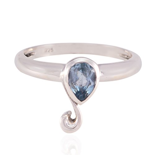 Bague en pierres précieuses et argent sterling 925, bijoux élégants de forme poire