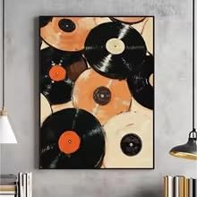 LMAIWANG Arte murale eclettica con dischi vintage, arte alla moda, stampe retrò stampabili, stampe eccentriche, poster musicali per la casa (80x120 cm/cornice)