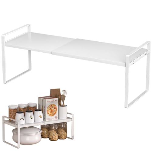 Estantería de armario ampliable, estantería de cocina, organizador de armario de cocina ajustable, estante de armario ampliable, estante para especias y despensa, organizador de armario ajustable para