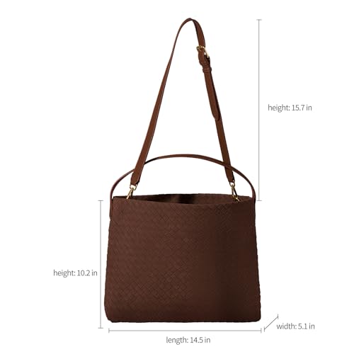Image of Suede Hobo Bag for Women Hand-Woven Bag Made of Suede Fabric Casual Tote Bag