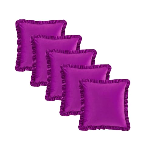 Image of Velvet Purple 16x16 Pillow Covers, Set of 2 Decorative Ruffle Cushoin Pillow Covers for Sofa Couch