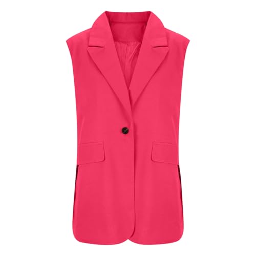 Image of Women's Summer Plus Size Sleeveless Blazer Vest Lightweight Business Jackets Fashion Casual Work Office Tops with Pocket