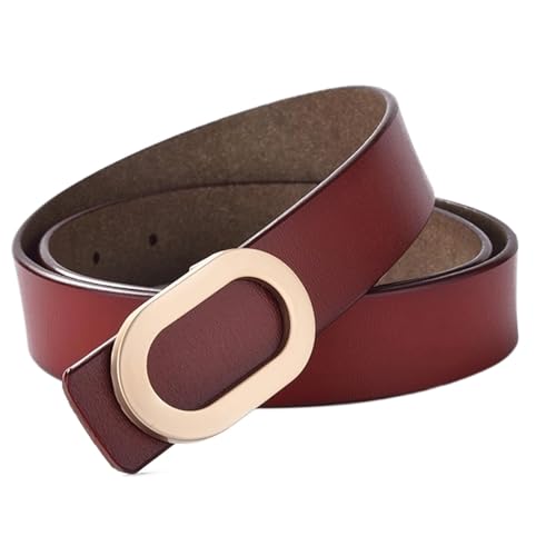Belts for women, Waist Belt Adjustable Women's Waist Belts Cowhide Belt Fashion Simple Versatile Denim Belt Alloy Buckle(Red)