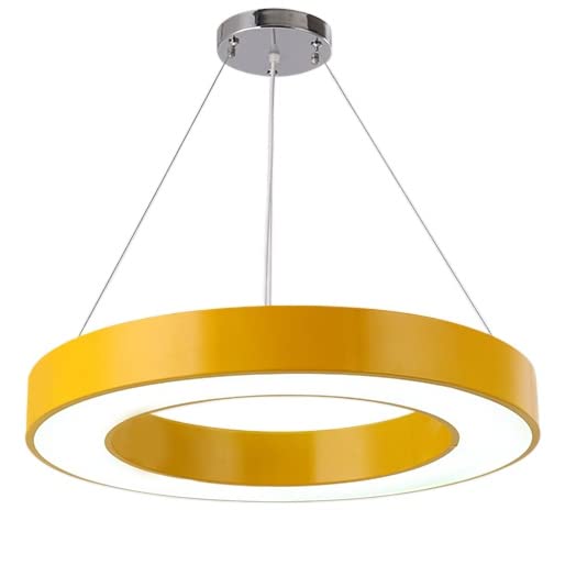 Nowoczesny żyrandol LED (40-80 cm), wydrążona, okrągła lampa wisząca z regulowaną wysokością, ciepłe światło 3000 K, do klasy, biura, sypialni, wytrzymała konstrukcja z aluminium i akrylu
