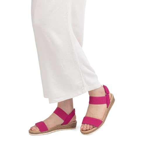 Image of VJH confort Women's Flat Sandals Open Toe Elastic Ankle Strap Slip on Comfy Low Wedge Sandals
