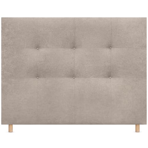 DHOME Cabecero Tapizado Capitoné Suelo 2 hileras Amplio de Tela Aqualine para Cama Matrimonio Cabezal Dormitorio (Beige, 160cm)