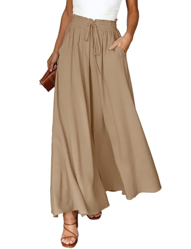 CMTOP Pantalones Mujer Verano Palazzo Ligeros Pantalones Elásticos de Cintura