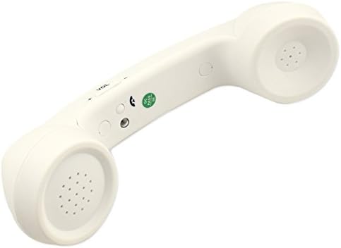 ENJOY-UNIQUE Wireless Retro Telephone Handset and Wire Radiation-Proof Handset Receivers Headphones for a Mobile Phone with Comfortable Call (White)