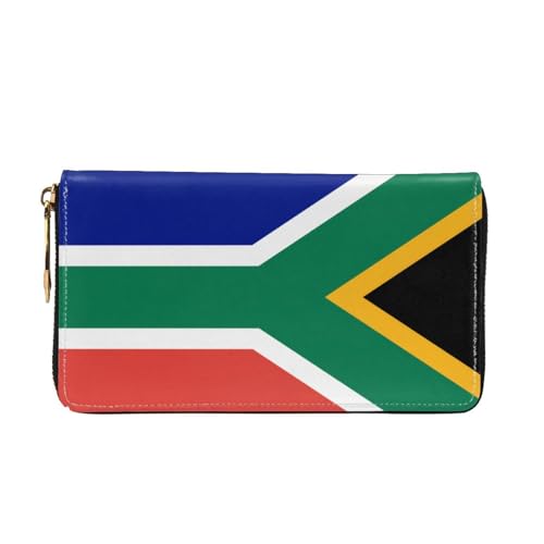 Leather Women Wallets, Long Credit Card Holder, South African flag Print Billfold Clutch & Travel Purse Large Capacity2