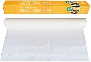 1pk Greaseproof Paper Rolls 5m X 380mm - Heat Resistance, Non-Stick, Waterproof and Oil Proof Parchment Paper - Greaseproof Paper Sheets - White Greaseproof Paper Paper Roll for Baking