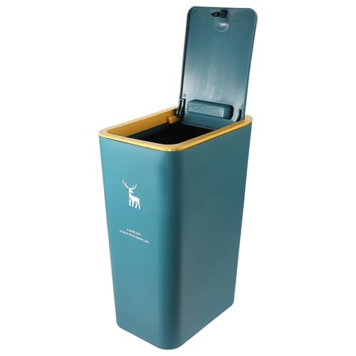 Caneca de basura azul con tapa y pulsador 10 litros