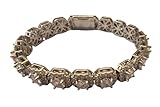 AAA Zircon Gold-Plated Tennis Bracelet, 8 Inches Copper Chain, Crystal Rhinestone Links, 56.6g Net Weight. Pulsera de tenis chapada en oro con circonita AAA, cadena de cobre de 8 pulgadas, eslabones con piedras de circonita cristalina, peso neto 56,6g (Silver, 8inch)