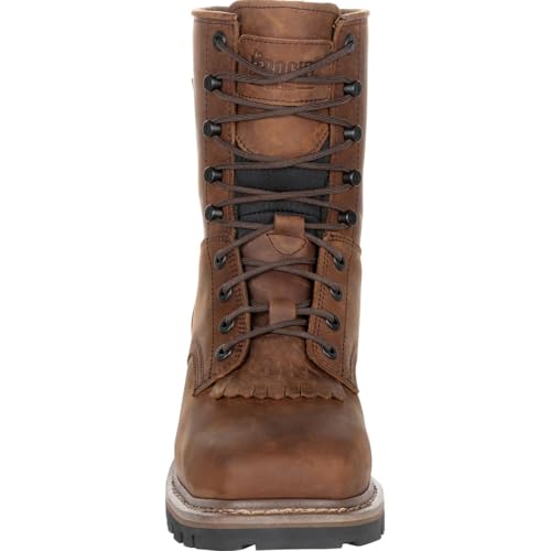 Image of ROCKY Square Toe Logger Composite Toe Waterproof Work Boot, Dark Brown, Size 10(W)