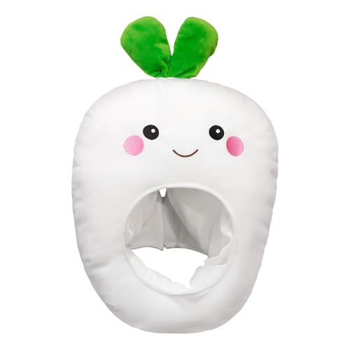 Générique Déguisement Tête Fruitée,Déguisement Radis Blanc pour Costume - Accessoire Photographique,Pour Femmes Filles Carnaval Fête Anniversaire Fêtes Costumées Cadeau