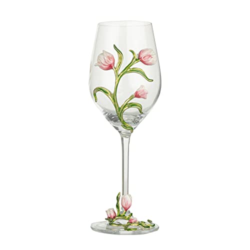 Simcat Handmade Painted Enamel Flower Glass Wine Glasses Transparent Refined Goblet, Stem For Cabernet, Gifts