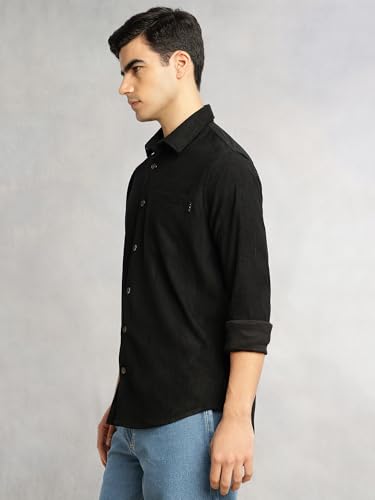 Image of Thomas Scott Men's | Corduroy | Full Sleeve | Slim Fit | Polyester-Blend | Single Pocket | Spread Collar | Casual Shirt