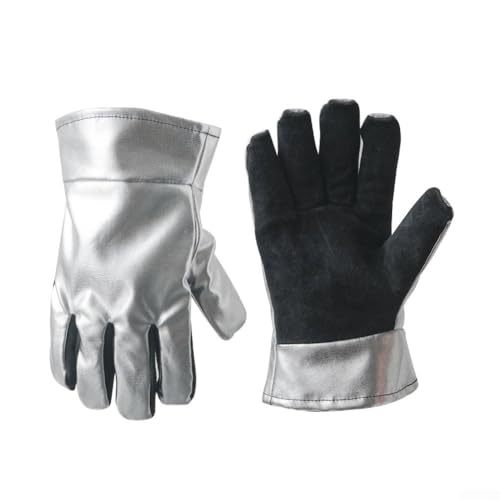 Guantes resistentes a altas temperaturas con parte trasera de aluminio para uso en exteriores, adecuados para asar, hornear, trabajo pesado y tareas de campamento
