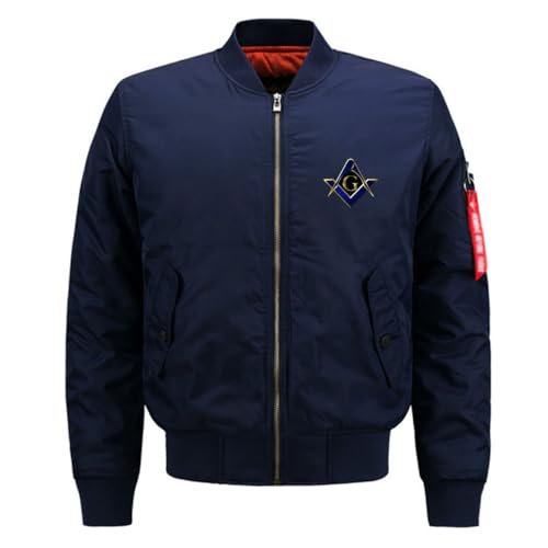 Freemasonry Masonic Fall Winter Full Zip Windproof Warm Bomber Flight Jacket Coats with Pockets for Men2