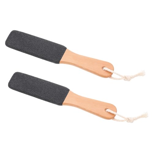 BESTYASH 2 piezas Limas para Pies con Mango de Madera Doble Cara Exfoliante para Durezas y Callos Portátil para Cuidado y Pedicura Herramientas Reutilizables y Lavables para Pies Secos y