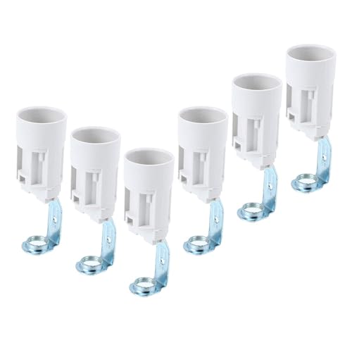EXHUMKY Portalámparas E14 Rosca y Soporte Metálico Kit de 6 Piezas para Reparación y Reemplazo de Lámparas de Vela Base Resistente al Calor para Uso en Cocina Salón y Dormitorio