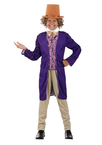 Fun Costumes Willy Wonka Outfit for Kids Candy Man Boys Halloween Purple Jacket Chocolate Factory Uniform Small