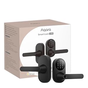 Aqara Smart Lock U300, Fingerprint Keyless Entry Door Lock with Handle, Matter Over Thread with Apple Home Keys, Touchscreen Keypad, Smart Lever Lock Supports Apple Home, Alexa, Google, IFTTT, Black