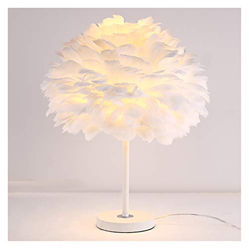 Nachtlampe Nachttischlampe Feder-Lampen-Weiß Neben Tischlampe Schlafzimmer...