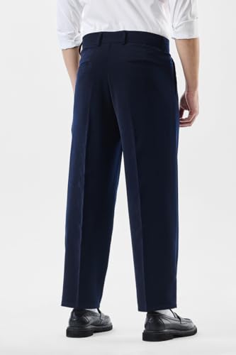 Image of SNITCH Men Formal Trousers | Relaxed Fit Pleated Front Design | Durable Polyester Blend with Medium Stretch & Smooth Texture | Ideal for Office & Club Wear