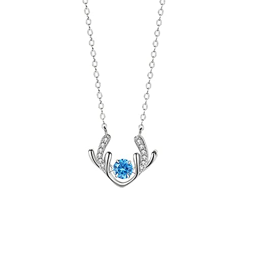 Audasi Silver Collier pour femme en argent sterling 925 Collier Pendentif Argent avec bois de cerf et Diamant Zircon Parure De Bijoux en Argent Massif Cadeau pour Elle Cover