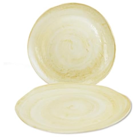 roro Handmade Brown Clay Dinner Plates, Set of 2 – 10.5-Inch Rustic Ceramic Plates with Hand-Painted Swirl Design, Matte Finish, and Organic Free-Form Edges Cover