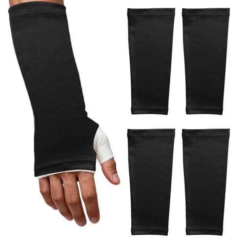 Miiqxx 4PCS Arm Cast Cover,Sleeves to Cover Arms,Removable Washable Wrist Elbow Protection Cover,Elastic Short Cast Covers Protector for Shower/Bath Protection (Black)
