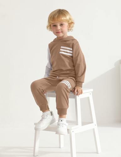 Image of Toddler Boy Clothes Long Sleeve Hoodie Sweatsuits Tops and Pants 2Pcs Boys Fall Winter Outfits Set