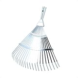 Rekord Laubbesen mit 21 Zinken (feststehend) aus verzinktem Metall, Arbeitsbreite: ca. 40 cm, ideal um den Garten von Laub zu befreien, Laubrechen, Fächerbesen, Laubharke