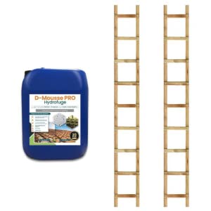 Echelle de Toit - AMI HAUTEUR - Echelle Bois - Hydrofuge - Lot de 2 (4 Mètres + 4 Mètres)