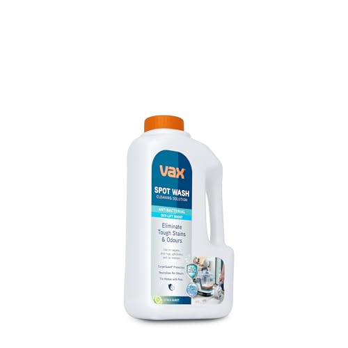 Vax SpotWash Antibacterial 1L Spot Cleaning Solution, Upholstery Carpet Stain Remover Shampoo, Citrus Burst Scent, Removes 99% of Bacteria, Breaks Down and Lifts Tough Stains, ‎1-9-143107, White