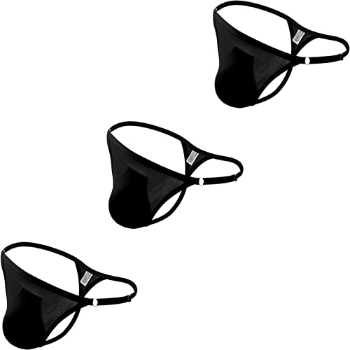 Faringoto Marke G-Strings Herren Dessous Panties Solid Ice Silk Thongs, 3 Schwarz, Einheitsgröße