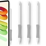 ELETIUO 3 Pack Ergonomic Silicone Grips Compatible with Apple Pencil 2nd/USB-C/Pro,Soft Protective Sleeve Holder,Anti-Slip Cover for iPad Pro 11/12.9 inch,Grey