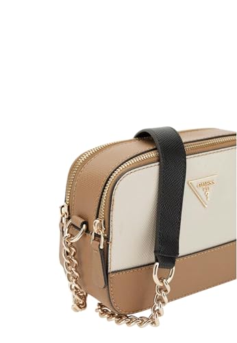 GUESS bolso bandolera Noelle II, elegancia de alta costura en acabado Tan Multi crema 4