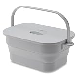 イセトウ(Isetou) 折りたためるつけ置き洗いバケツ グレー 7L 洗濯板付 たたんでコンパクト 吊り下げ用フック付