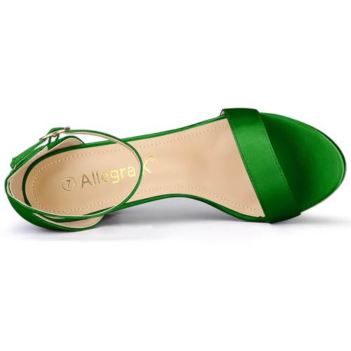 Allegra K Women's Satin Open Toe Ankle Strap Chunky Green Heels Sandals 9 M US by Allegra K - Image 4