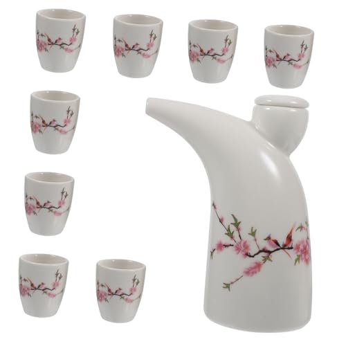 CIYODO Ceramic Traditional Rice Wine Pot Set Sake Kettle Cups for Weddings Parties