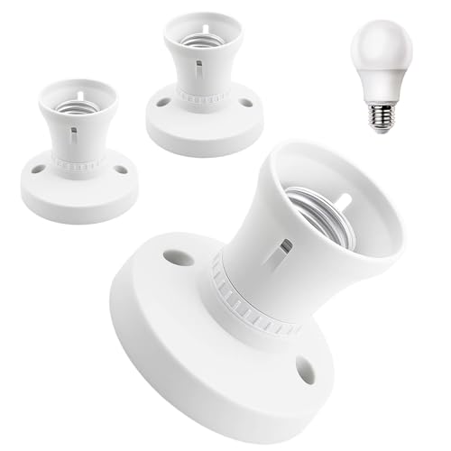 3-Pack White Bulb Holder, E27 Lamp Holder, Bayonet Light Fitting for Ceiling Pendant Lighting, Straight Socket with Bakelite Housing and Brass Components, 4A 220-250V Electrical Rating