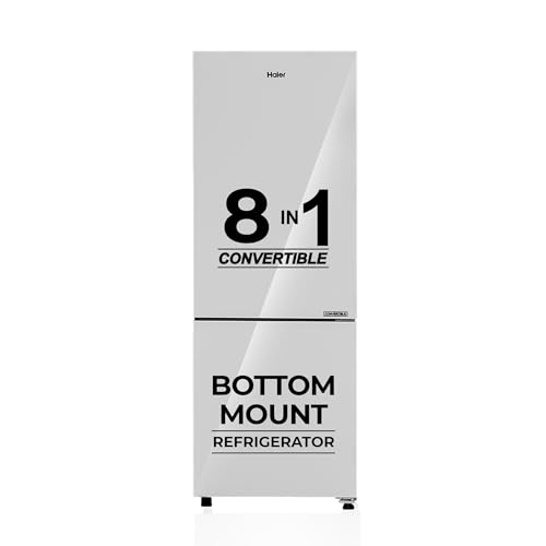 Image of Haier 237L 2 Star Frost Free Bottom Mount Refrigerator|Premium Mirror Glass|8 In 1 Convertible Modes|Jhukna Mat-Bottom Freezer|200% Faster Ice Making in 49 Minutes (HRB-2872PMG-P, Mirror Glass)