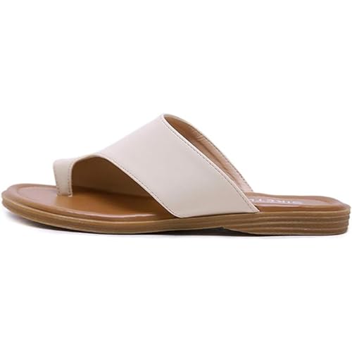 Yytcsjz Bunion Sandals for Women, Flat Sole Ladies Casual Soft Big Toe Foot Correction Sandals, Open Toe Leather Flip Flops, Summer Slippers2