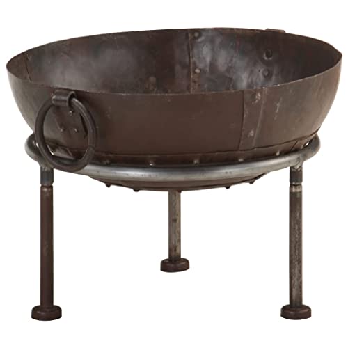 sephironlbb Brasero rústico de hierro de 40 cm de diámetro con cuerpo profundo y asas de transporte, ideal para jardín, terraza, calefacción y calor acogedor en las noches frescas