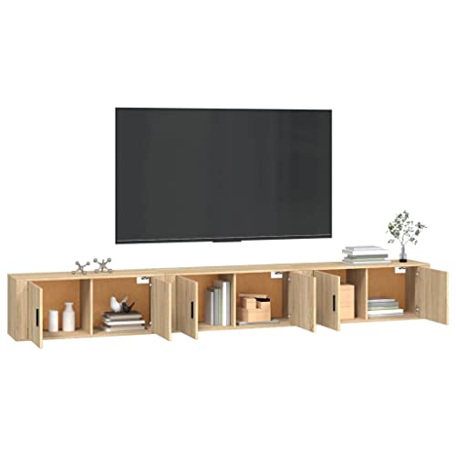 Meubles TV muraux chêne Sonoma : rangez vos câbles et décodeurs avec style - 3