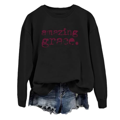 Amazing Grace Sweatshirt, Amazing Grace Crewneck, Unisex Vintage Letter Printed Pattern Sweatshirt