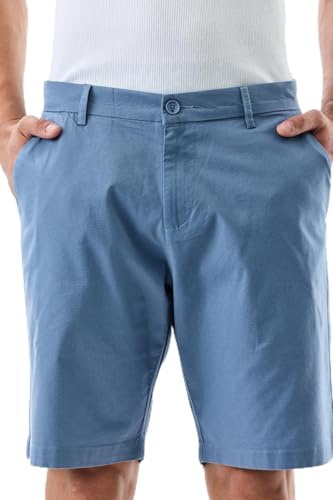 Image of SNITCH Men Casual Shorts | Regular Fit Mid Rise Solid Pattern | 100% Cotton Smooth Texture with Drawstring Closure & Elastic Waistband for Summer & Club Wear