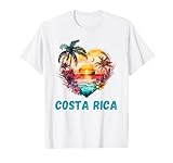 Costa Rica Beach Tropical Heart Palm Tree Sunset T-Shirt