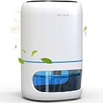 Petits déshumidificateurs pour chambre avec fonction de purification de l'air, 1000 ml/35 oz pour 2500 Pieds cubiques (260 (m2) avec 7 Couleur LED Lumières minuteur définir des ions négatifs ci-dessous 30 dB, Automatisation de la fermeture